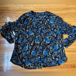 INC International Concepts Floral Ruffle Blouse